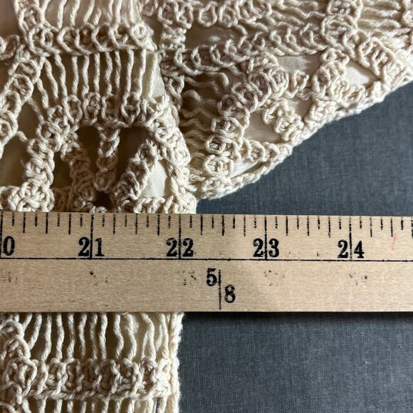 Illa Illa Cardigan Sweater Womens Medium Ivory Crochet Button Front Boho Cottage - Picture 10 of 10